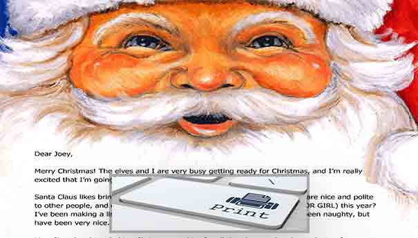 Print Santa Letter Screen